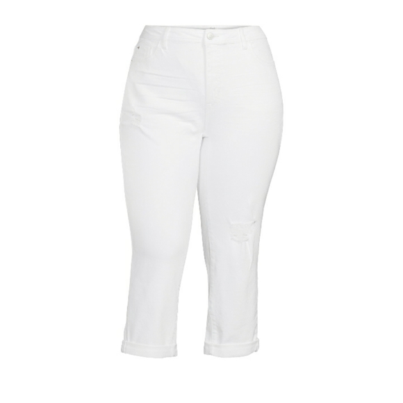 Plus size distressed boyfriend capri jeans - Picture 3 of 5